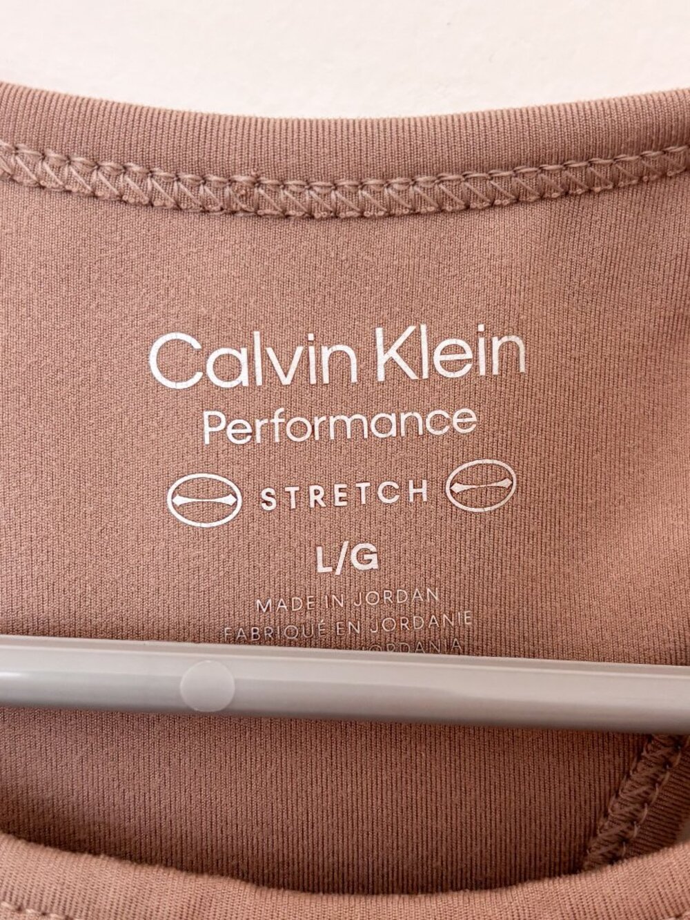 Calvin Klein Performance Racerback Tan Stretch Sports Bra Large - Picture 2 of 3